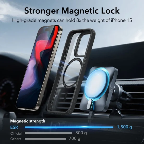 ESR Classic Hybrid Halolock MagSafe Case for iPhone 15 Pro Max - Clear Blackeng