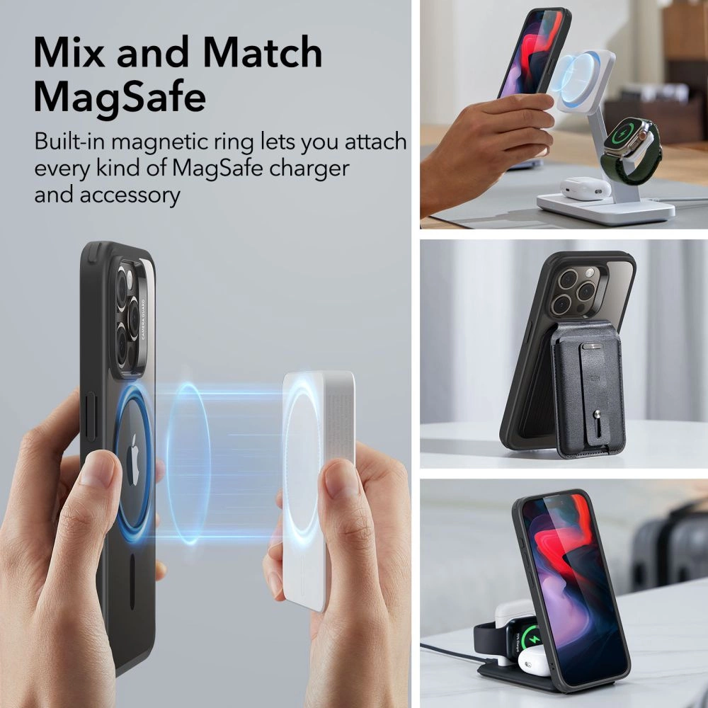 ESR Classic Hybrid Halolock MagSafe Case for iPhone 15 Pro Max - Clear Blackeng