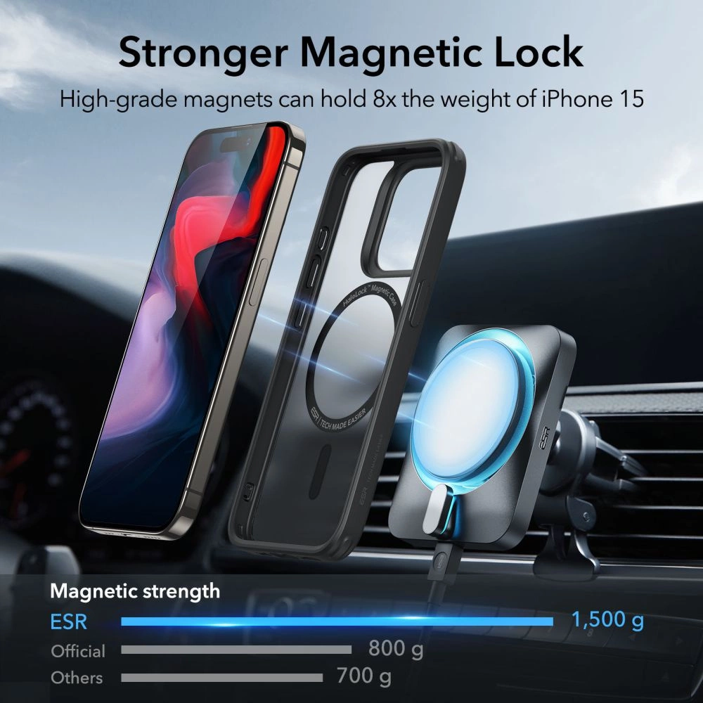 ESR Classic Hybrid Halolock MagSafe Case for iPhone 15 Pro Max - Matte Blackeng