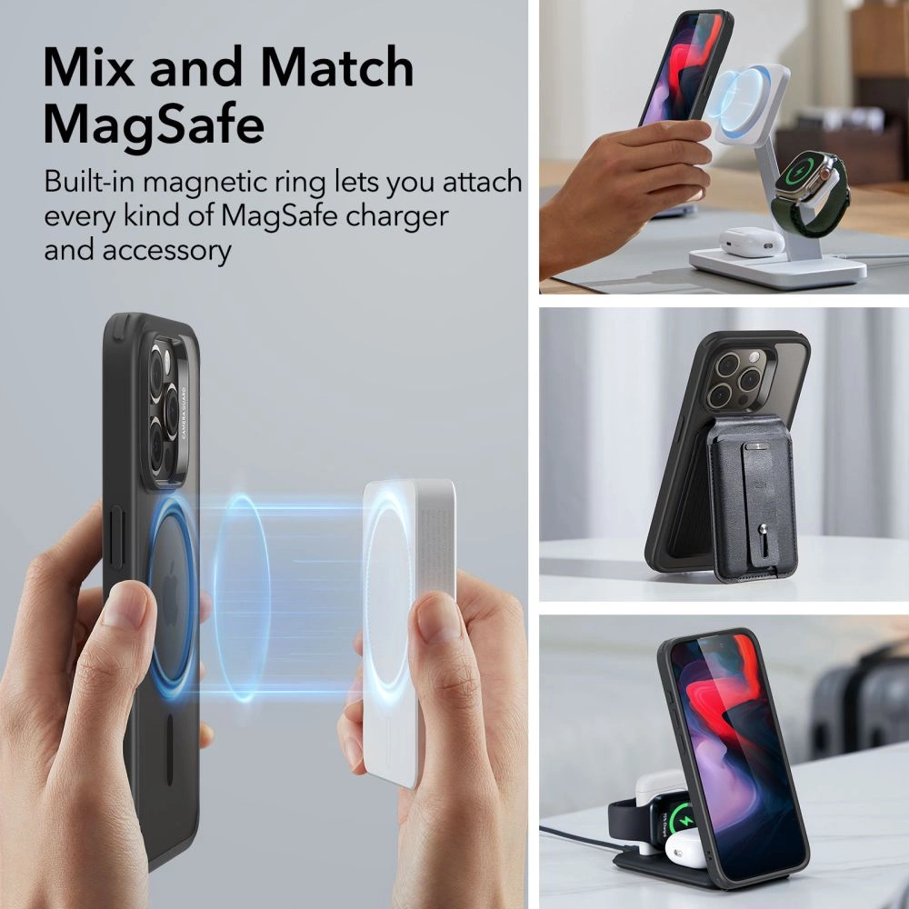 ESR Classic Hybrid Halolock MagSafe Case for iPhone 15 Pro Max - Matte Blackeng