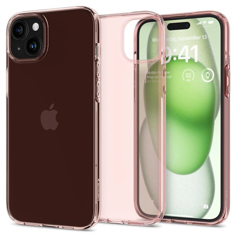 Spigen Crystal Flex iPhone 15 Plus Case - Pink/Transparenteng