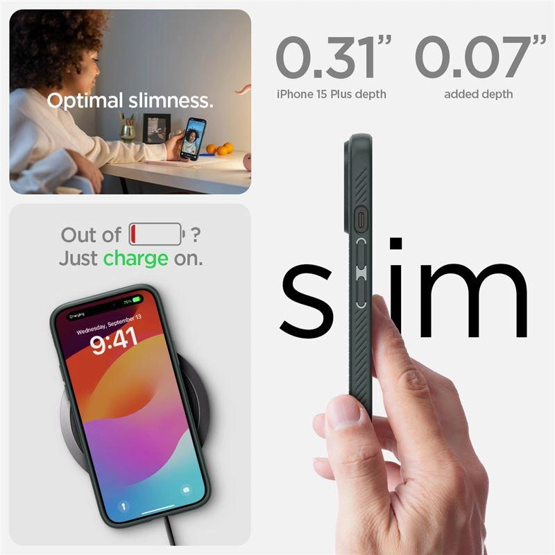 Spigen Liquid Air iPhone 15 Plus Case - Dark Greeneng