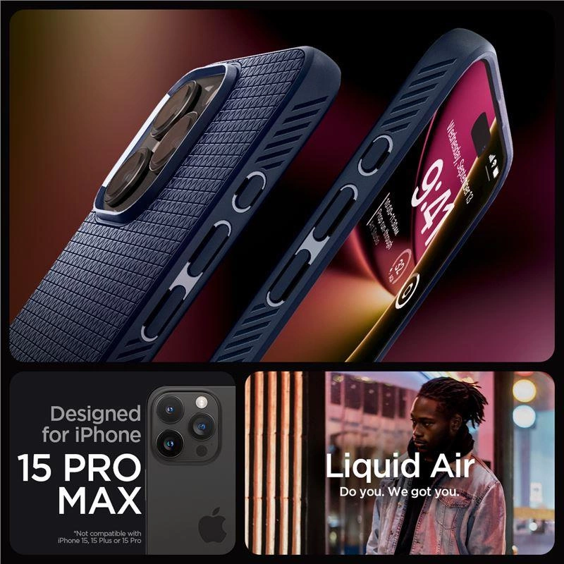 Spigen Liquid Air Case for iPhone 15 Pro Max - Blueeng