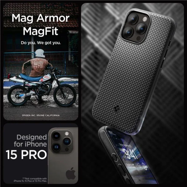Spigen Mag Armor Case with MagSafe for iPhone 15 Pro - Matte Blackeng