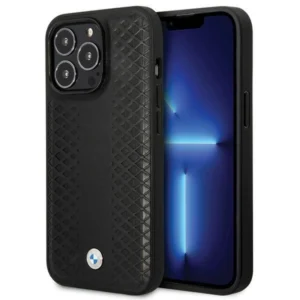 BMW Leather Diamond Pattern case for iPhone 14 Pro - blackeng