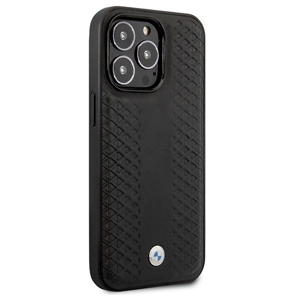 BMW Leather Diamond Pattern case for iPhone 14 Pro - blackeng