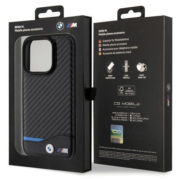 BMW Leather Carbon case for iPhone 15 Pro - blackeng