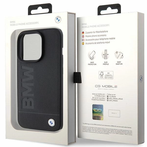 BMW Leather Hot Stamp case for iPhone 15 Pro - blackeng