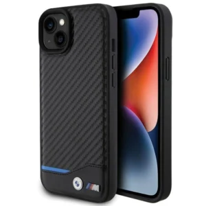 BMW Leather Carbon case for iPhone 15 Plus - blackeng
