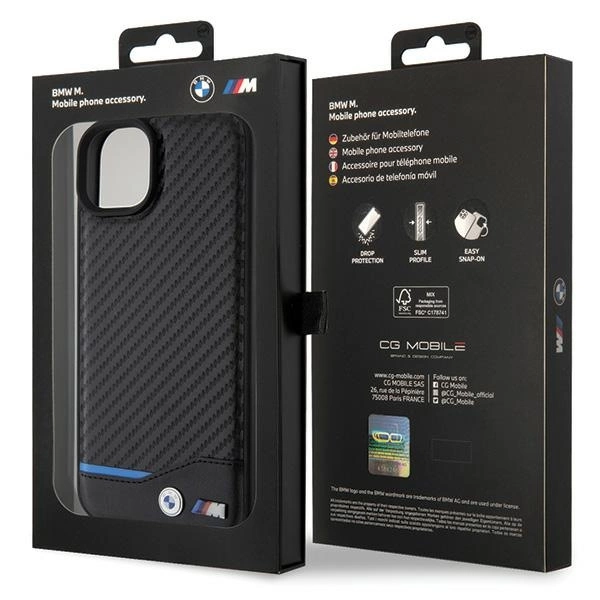 BMW Leather Carbon case for iPhone 15 Plus - blackeng
