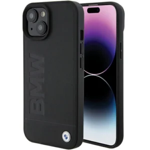 BMW Leather Hot Stamp case for iPhone 15 Plus - blackeng