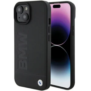 BMW Leather Hot Stamp case for iPhone 15 - blackeng