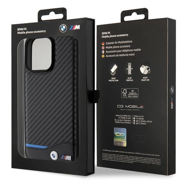 BMW Leather Carbon case for iPhone 15 Pro Max - blackeng