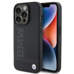 BMW Leather Hot Stamp iPhone 15 Pro Max Case - Blackeng