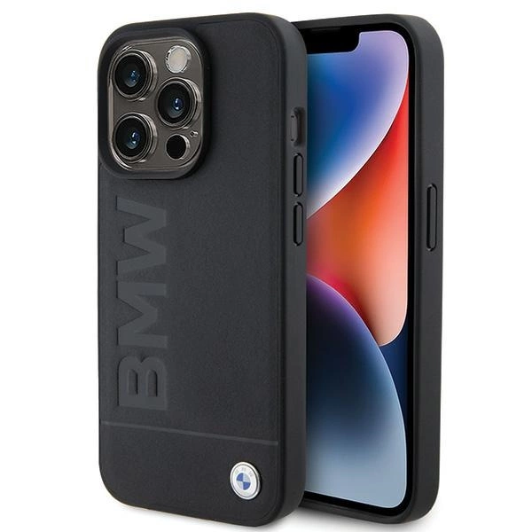 BMW Leather Hot Stamp iPhone 15 Pro Max Case - Blackeng