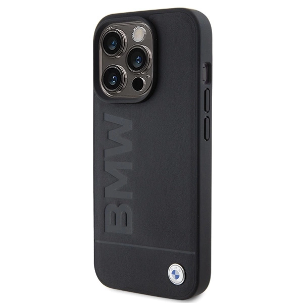 BMW Leather Hot Stamp iPhone 15 Pro Max Case - Blackeng