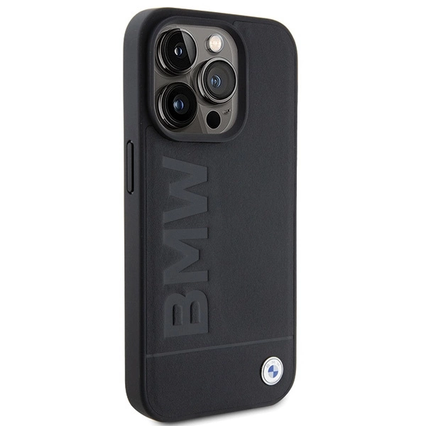 BMW Leather Hot Stamp iPhone 15 Pro Max Case - Blackeng