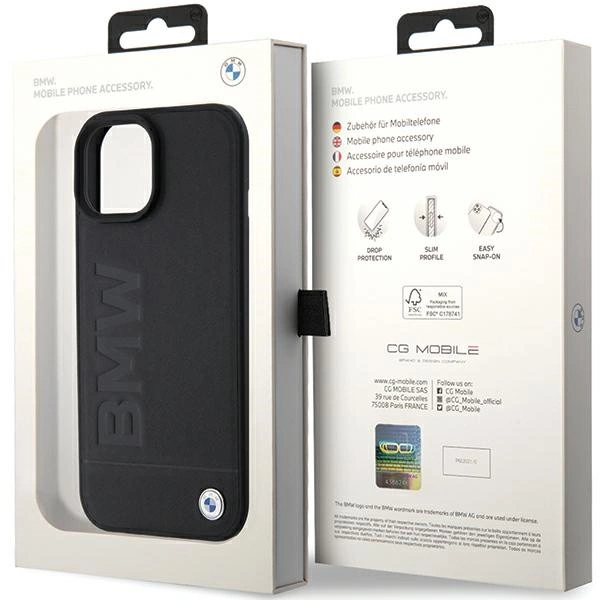 BMW MagSafe Leather Hot Stamp case for iPhone 15 Plus - blackeng