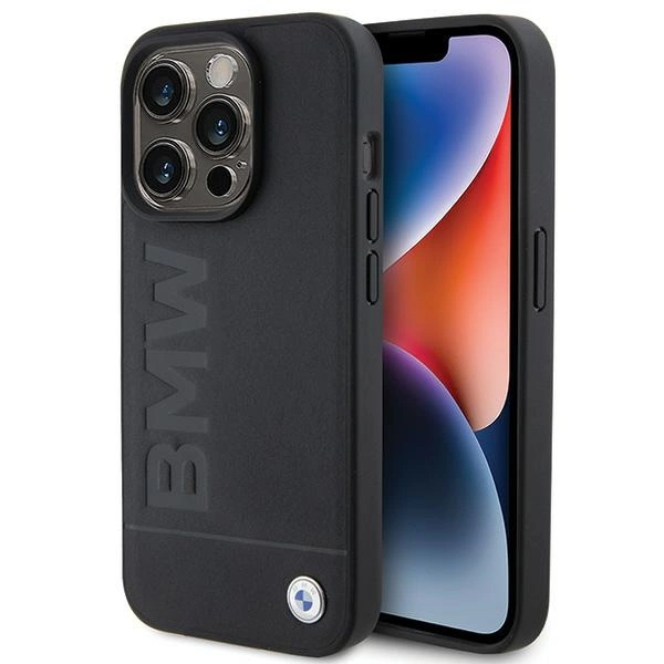 BMW MagSafe Leather Hot Stamp case for iPhone 15 Pro Max - blackeng
