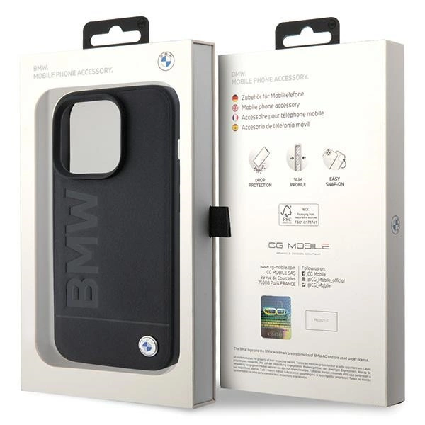 BMW MagSafe Leather Hot Stamp case for iPhone 15 Pro Max - blackeng