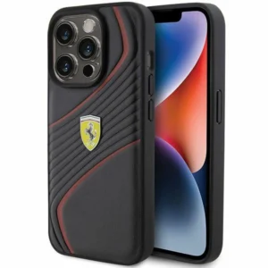 Ferrari Twist Metal Logo case for iPhone 15 Pro - blackeng
