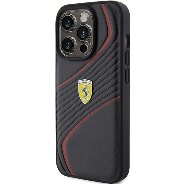 Ferrari Twist Metal Logo case for iPhone 15 Pro - blackeng