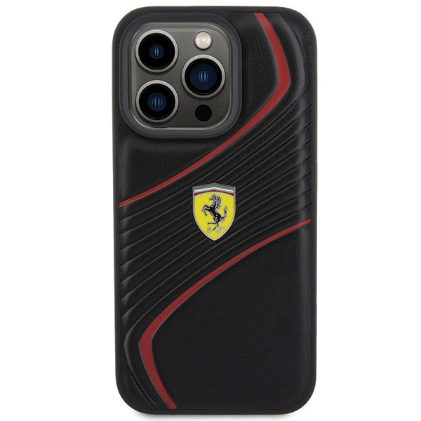 Ferrari Twist Metal Logo case for iPhone 15 Pro - blackeng