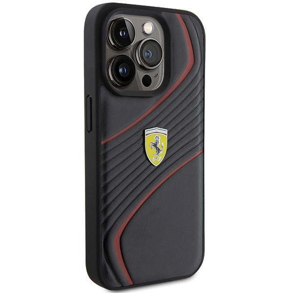 Ferrari Twist Metal Logo case for iPhone 15 Pro - blackeng