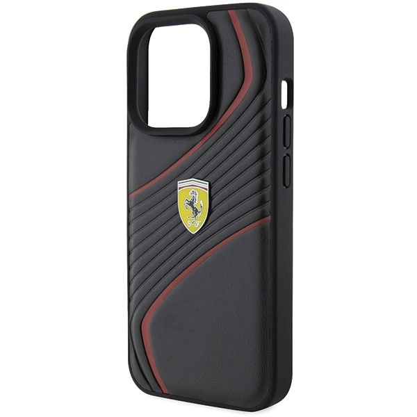Ferrari Twist Metal Logo case for iPhone 15 Pro - blackeng