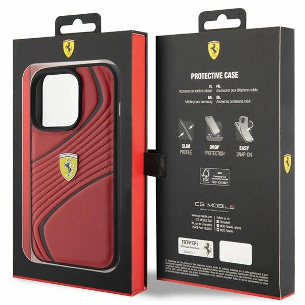 Ferrari Twist Metal Logo case for iPhone 15 Pro - redeng