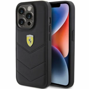 Ferrari Quilted Metal Logo case for iPhone 15 Pro - blackeng