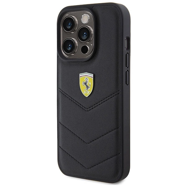 Ferrari Quilted Metal Logo case for iPhone 15 Pro - blackeng