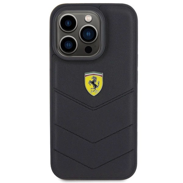 Ferrari Quilted Metal Logo case for iPhone 15 Pro - blackeng