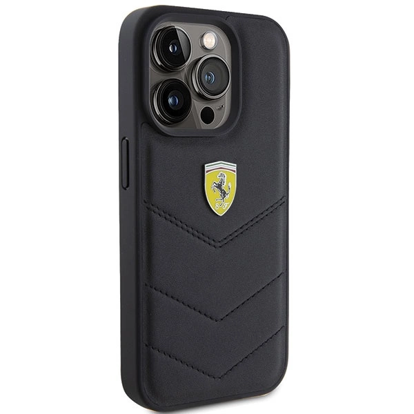 Ferrari Quilted Metal Logo case for iPhone 15 Pro - blackeng
