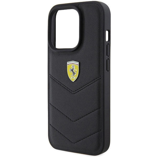 Ferrari Quilted Metal Logo case for iPhone 15 Pro - blackeng
