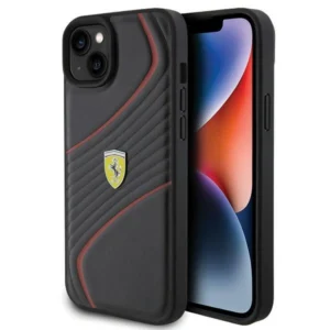 Ferrari Twist Metal Logo case for iPhone 15 Plus - blackeng