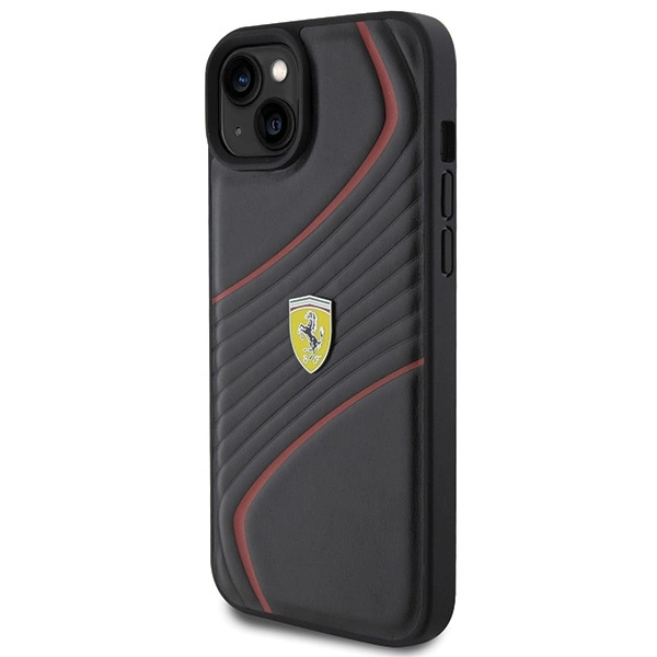 Ferrari Twist Metal Logo case for iPhone 15 Plus - blackeng