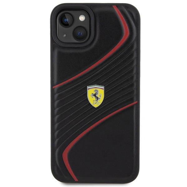 Ferrari Twist Metal Logo case for iPhone 15 Plus - blackeng