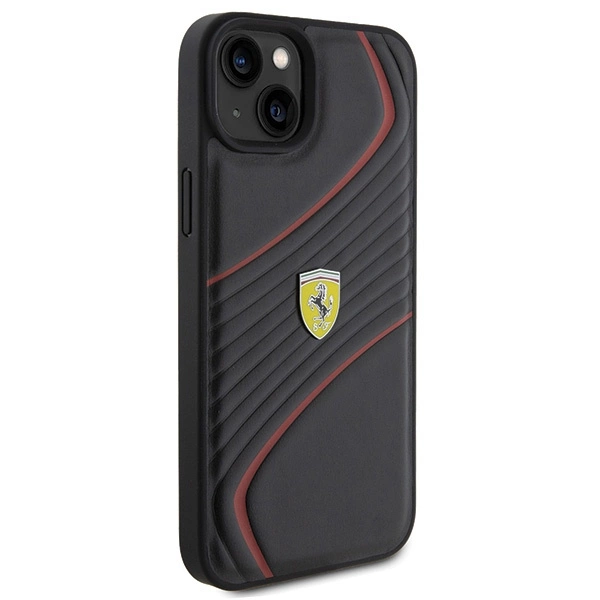 Ferrari Twist Metal Logo case for iPhone 15 Plus - blackeng