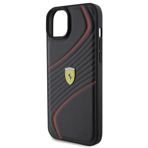 Ferrari Twist Metal Logo case for iPhone 15 Plus - blackeng