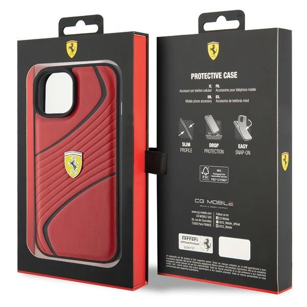 Ferrari Twist Metal Logo case for iPhone 15 - redeng