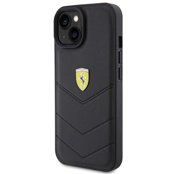 Ferrari Quilted Metal Logo case for iPhone 15 - blackeng