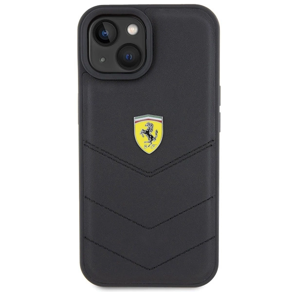 Ferrari Quilted Metal Logo case for iPhone 15 - blackeng