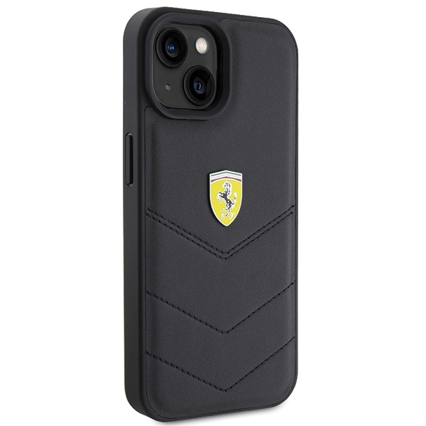 Ferrari Quilted Metal Logo case for iPhone 15 - blackeng