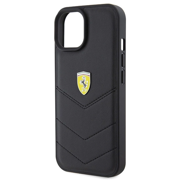 Ferrari Quilted Metal Logo case for iPhone 15 - blackeng