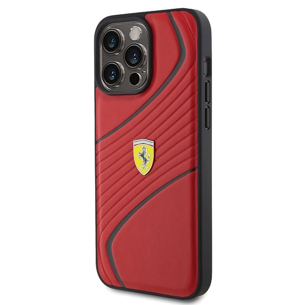 Ferrari Twist Metal Logo case for iPhone 15 Pro Max - redeng