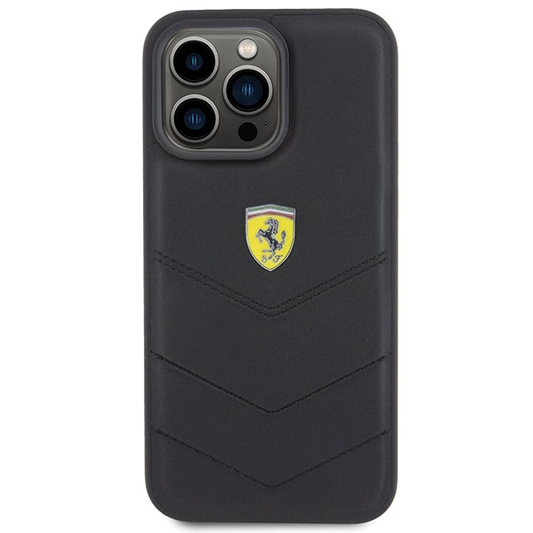 Ferrari Quilted Metal Logo case for iPhone 15 Pro Max - blackeng