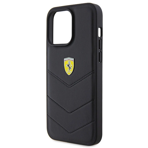 Ferrari Quilted Metal Logo case for iPhone 15 Pro Max - blackeng