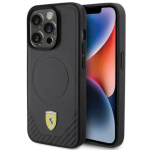 Ferrari Carbon Metal Logo MagSafe case for iPhone 15 Pro - blackeng