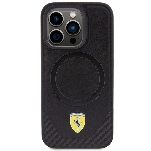 Ferrari Carbon Metal Logo MagSafe case for iPhone 15 Pro - blackeng